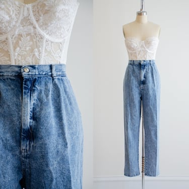 high waisted jeans 80s 90s vintage Pizzazz acid wash pleated jeans 