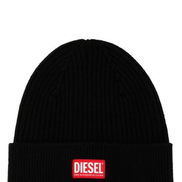 Diesel Unisex Black Wool Blend Beanie Hat