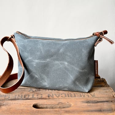 Slate Waxed Canvas and Leather Festival Bag