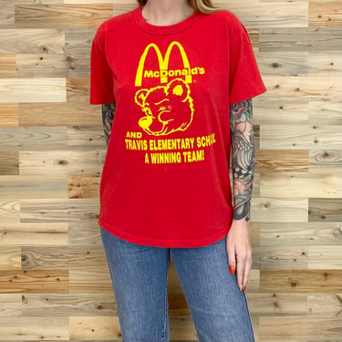 Vintage McDonalds and Travis Elementary School Event Promo Tee Shirt 