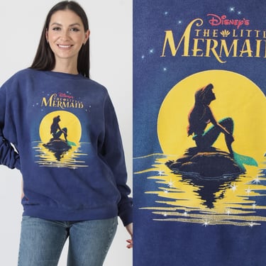 The Little Mermaid Sweatshirt, Walt Disney Movie Top, Vintage 90s Cartoon Tee, Unisex Size Small 