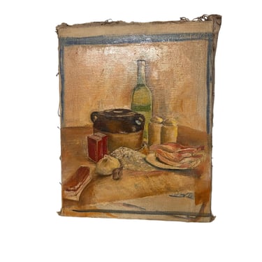 Antique Still Life Kitchen Canvas Painting 