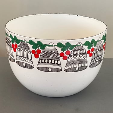 Arabia Kaj Franck Christmas Bells Holly Enamel Bowl 