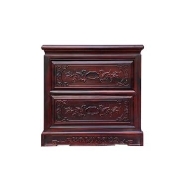Chinese Oriental Suan Zhi Rosewood Flowers Motif End Table Nightstand cs7506E 