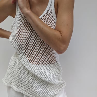 Vintage Python Netted Cotton Tank Top