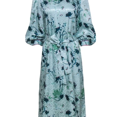royal blue tassel dress Tuckernuck Teal Floral Printed Dress NWT- Size M  The Saved Collection