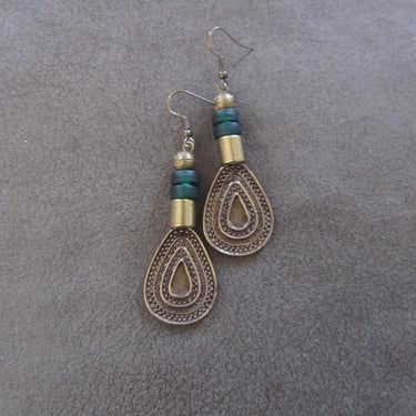 Etched bronze bohemian earrings 