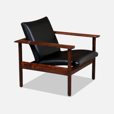 Nordic Modern Sculpted Rosewood Reclining Lounge Chair