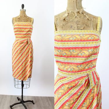1950s TINA LESER paisley cotton sarong dress xs | new summer 