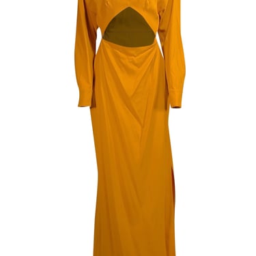 Lapointe - Yellow Crepe Cut-Out Maxi Dress Sz 6