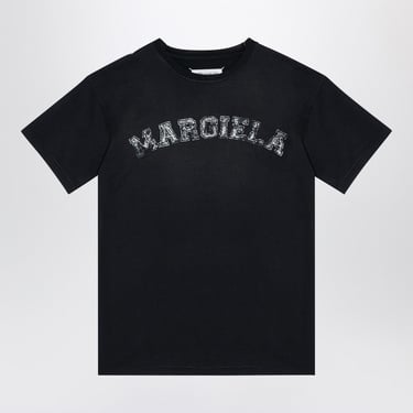 Maison Margiela Black Washed-Out Cotton T-Shirt With Logo Women