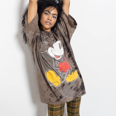 BLEACH DYE MICKEY Mouse Graphic Tee Vintage Cotton Oversize One Size Official Disney 90's / One Size 