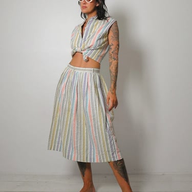 1950's Rainbow Woven 2 Piece Skirt Set