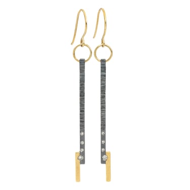 Classic Aspen Earrings - 18k gold, Oxidized Silver + Reclaimed Diamonds