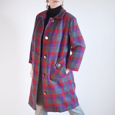 1950s Red and Purple Coat - M 