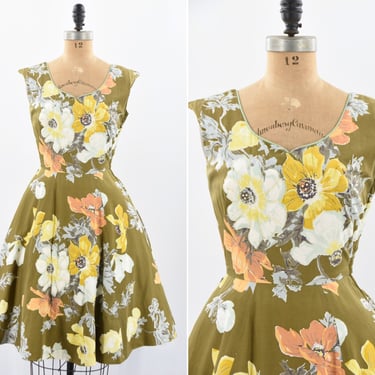 1950s Soothing Garden dress 