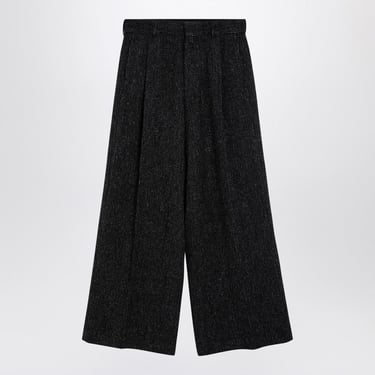 Dries Van Noten Black Wool Wide Trousers Men