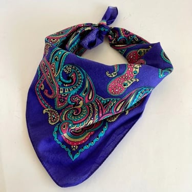 Vintage Purple Paisley Western Print Made in the USA Square Bandana Scarf Neck Tie 