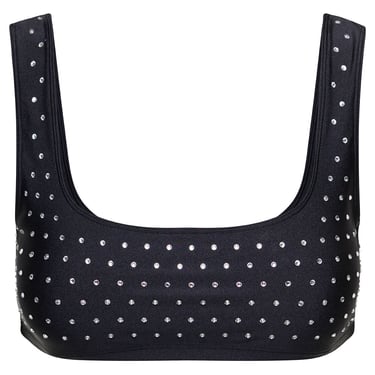 The Andamane Women Black Sports Bra With Crystals In Polyammide Woman