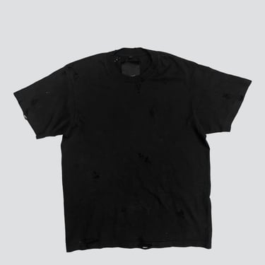 Distressed Black Embroidered New York Chest Logo T-Shirt