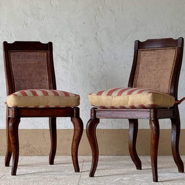 Pair of 19th C. Matching Caned English Side Chairs