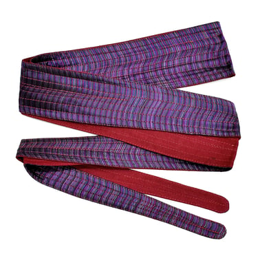 Deadstock VINTAGE: 1970's - Zodiac India Silk Reversible Obi Belt - Fabric Belt - Striped Belt - Unused - SKU 2-OS10-00017885 