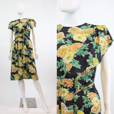 1940s iceland poppy print dress xs | new fall 