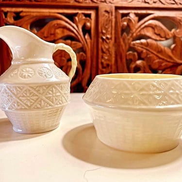 Vintage Belleek Ireland Cleary Creamer & Open Sugar Bowl Set #4 Vintage Porcelain c1946 