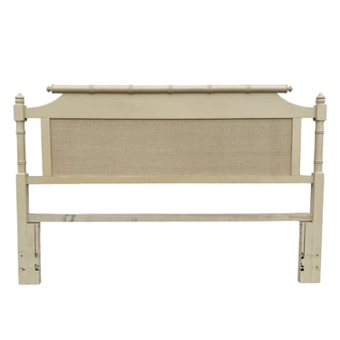 Faux Bamboo Queen Headboard - Vintage Wooden Coastal Tan Rattan Bedroom Furniture 