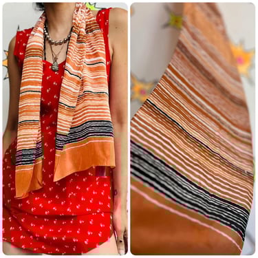 Vintage Long Silk Scarf by Baar Beards - Boho Art Wear Accessory 48.5" x 10.25" 