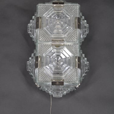 1970s Wall Glass Light by Kamenicky Senov ,Czechoslovakia / Vintage Wall Lamp / Ceiling Light 