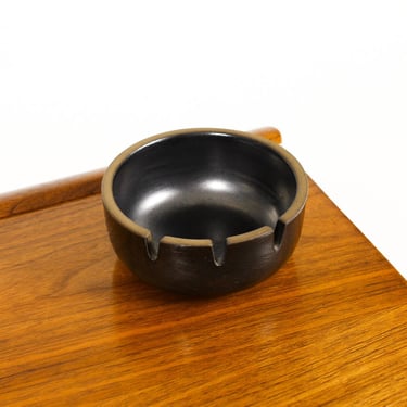 Vintage Mid Century 60's Heath Ceramics Ashtray / Bowl — 3 Notch — Gunmetal Gray Metallic Glaze 