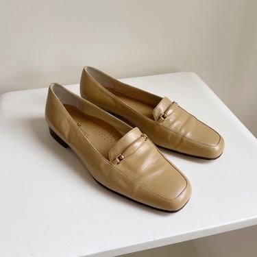 Ecru Leather Loafers | Size 7