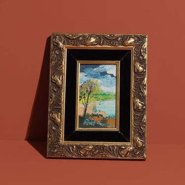 Gold Framed Small Painting, Miniature Framed Art , Small Framed Art 