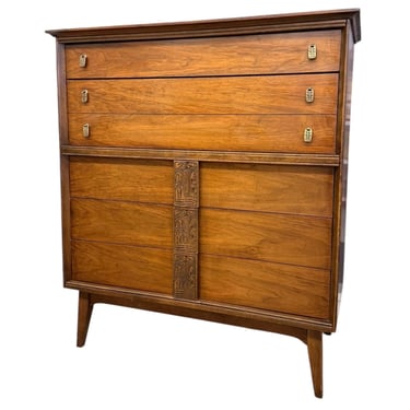 Free shipping within continental US - Vintage Mid Century Modern Dresser by Bassett Aztec Collection by Leo Jiranek With Solid Wood 