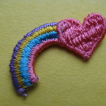 rainbow heart patch 1970s kawaii pink heart pride love appliqué trim 