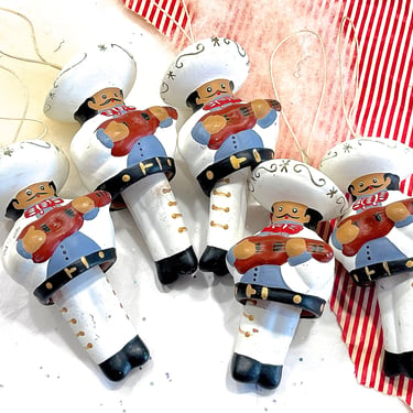 VINTAGE: 5pcs - Mexican Ceramic Mariachi Musician Ornaments - Christmas, Navidad, Fiesta 