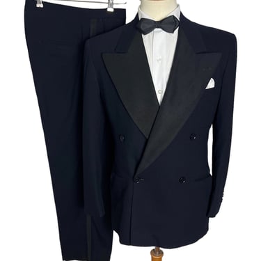 Vintage 1940s Double-Breasted Wool 2pc Tuxedo ~ 38 R ~ Suit / Tux ~ Wedding ~ Art Deco 