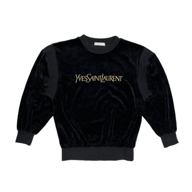 YSL Black Velvet Logo Sweatshirt
