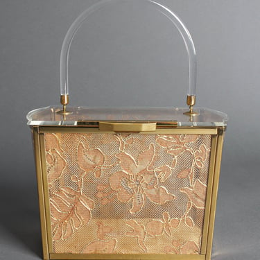 1950s Lace Lucite Box Bag
