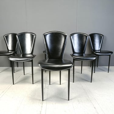 Post modern italian dining chairs, 1980s - vintage dining chairs - black dining chairs - vintage design dining chairs 