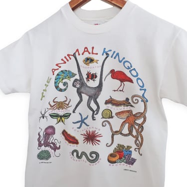 vintage animal shirt / nature t shirt / 1990s Animal Kingdom mamal wildlife science white cotton t shirt XS 