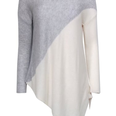 Alice & Olivia - Grey & Cream Asymmetrical Colorblocked Wool Blend Sweater Sz XS