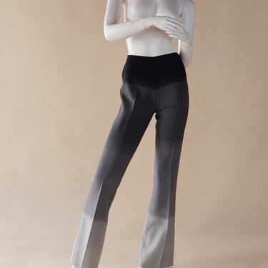S/S 2000 Céline by Michael Kors ombre greyscale pants -  Spring 2000 designer Celine dip dye black white grey pants in stretch knit 