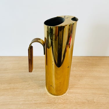 Vintage Mid Century Modern Brass Cylinder Pitcher Made in Italy - As Is Condition 