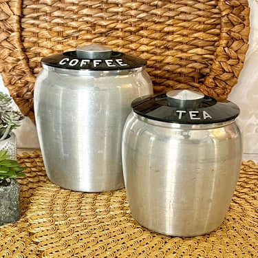 Coffee, Tea, Set of Canisters, Metal, Chrome Kromex, | Gab About
