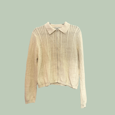 cream zip-up collared sweater