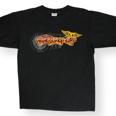 Vintage 2006 Aerosmith “AeroForce One” Tour Official Member Double Sided Rock Band T-Shirt Size Large 