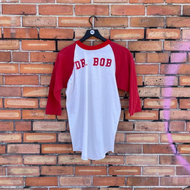 vintage 80s red raglan dr. bob long sleeve tee / l large 