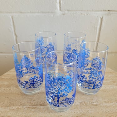 Set of 5 Libby &quot;Tree&quot; Water Glasses